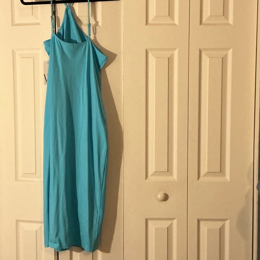 Worthington One Shoulder Turquoise Dress